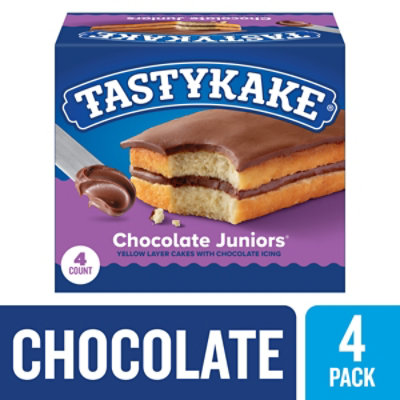 Tastykake Chocolate Juniors 4 Individually Wrapped Chocolate Iced Snack Cakes - 4 Count - Image 2