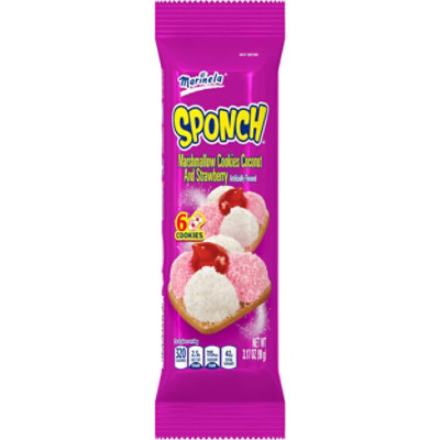 Marinela Sponch Marshmallow Cookies with Coconut and Strawberry - 3.17 Oz