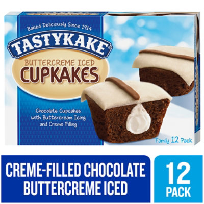 Tastykake Buttercreme Cupkakes 6 Packs of 2 Buttercreme Iced Chocolate Cupcakes - 12 Count - Image 1