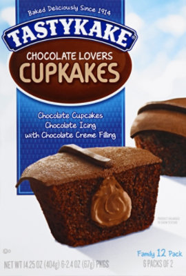 Tastykake Chocolate Lovers Cream Filled Chocolate Cupcakes - 14.25Oz - Image 2