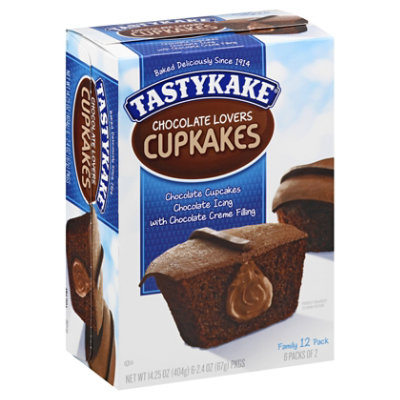 Tastykake Chocolate Lovers Cream Filled Chocolate Cupcakes - 14.25Oz - Image 1