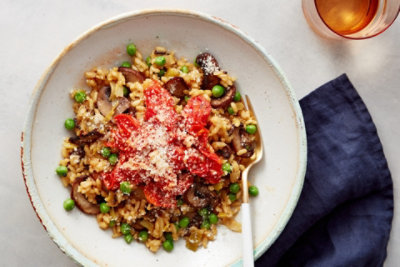 Leek Risotto With Roasted Mushrooms Tomato Jam And Parmesan Safeway