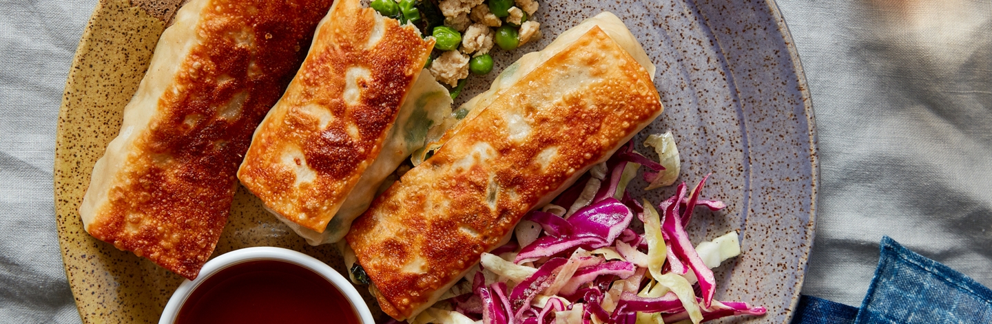 Pork Egg Rolls with Crunchy Slaw and Sweet-and-Sour Duck Sauce