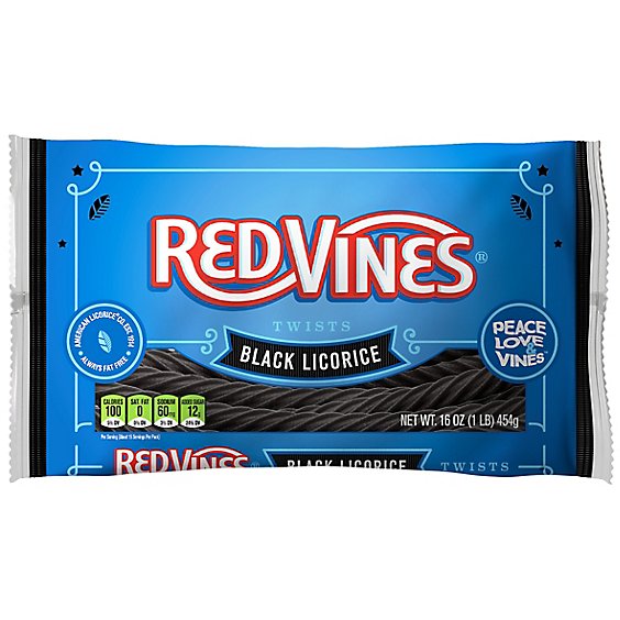 Red Vines Twists Soft Candy Black Licorice Resealable Bag - 16 Oz