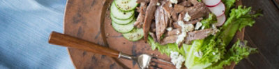 Big beef and bleu cheese salad with red onion vinaigrette