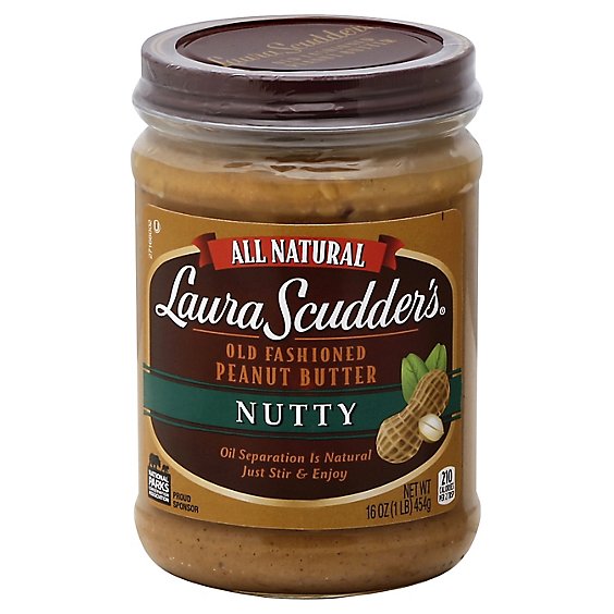 Laura Scudders Peanut Butter Old Fashioned Nutty - 16 Oz