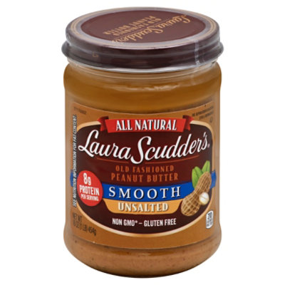 Laura Scudders Peanut Butter Old Fashioned Smooth Unsalted - 16 Oz