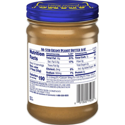 Adams Peanut Butter Creamy No-Stir - 16 Oz - Image 3