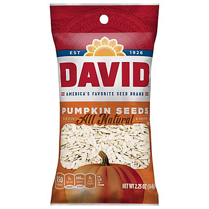 DAVID Pumpkin Seeds Roasted & Salted - 2.25 Oz - Image 2