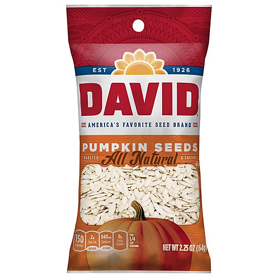 DAVID Pumpkin Seeds Roasted & Salted - 2.25 Oz