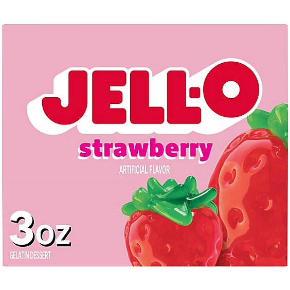 Jell-O Strawberry Gelatin Dessert Mix Box - 3 Oz