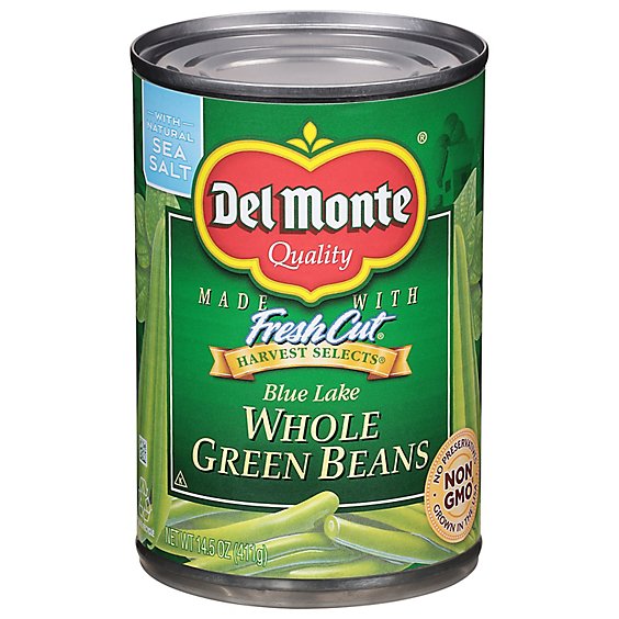 Del Monte Harvest Selects Beans Green Blue Lake Whole with Natural Sea Salt - 14.5 Oz