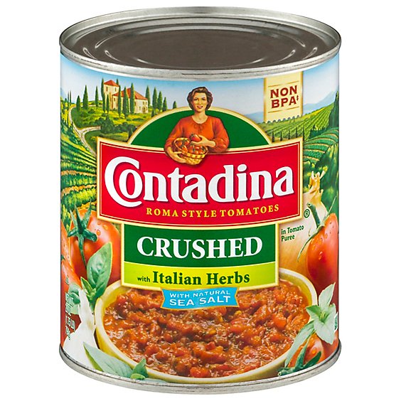 Contadina Tomatoes Roma Style Crushed in Tomato Puree with Italian Herbs - 28 Oz