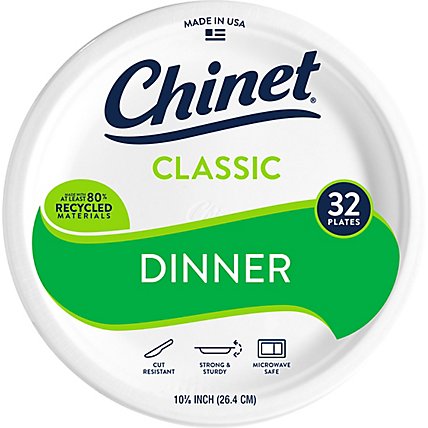 Chinet Plates Paper Dinner Classic White 10 3/8 Inches - 32 Count - Image 2