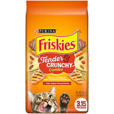 Friskies Cat Food Dry Grillers Meaty Tenders + Crunchy Bites - 3.15 Oz