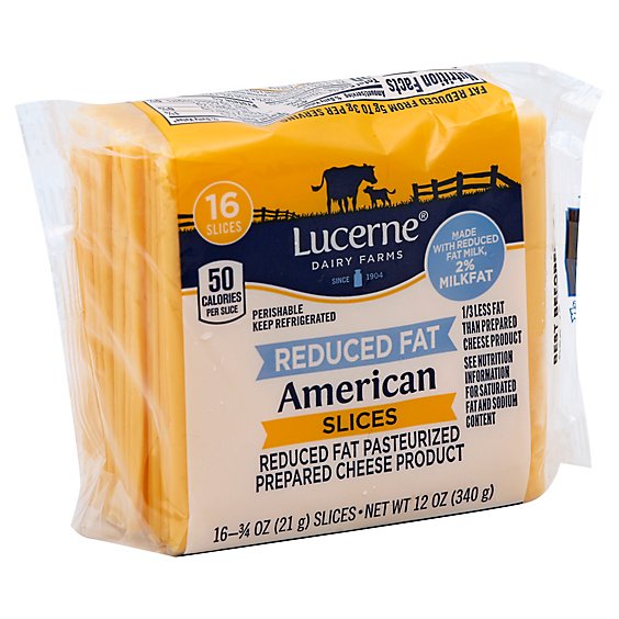 Lucerne Cheese Slices Pasteurized Prepared American Reduced Fat - 16-0.75 Oz