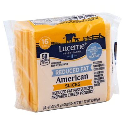 Lucerne Cheese Slices Pasteurized Prepared American Reduced Fat - 16-0.75 Oz