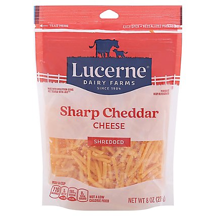 Lucerne Cheese Shredded Cheddar Sharp - 8 Oz - Image 1