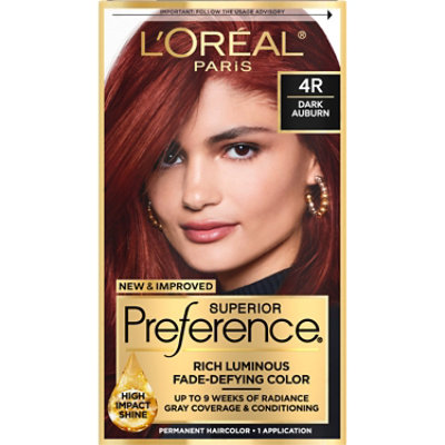 L'Oreal Paris Superior Preference Permanent Hair Color 4R Dark Auburn Kit - Each - Image 1