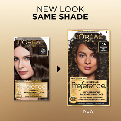L'Oreal Paris Superior Preference Fade-Defying Permanent Hair Color 5A Medium Ash Brown Kit - Each - Image 3
