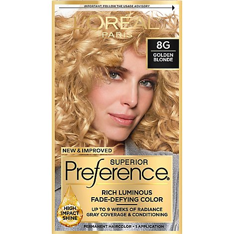 LOreal Hair Color Preference Golden Blonde 8g - Each