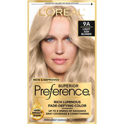 L'Oreal Paris Superior Preference Fade-Defying Permanent Hair Color 9A Light Ash Blonde Kit - Each