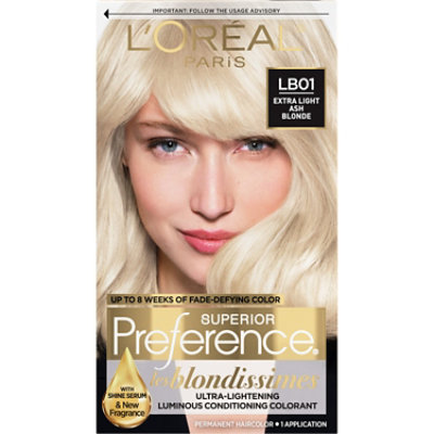 L'Oreal Paris Superior Preference Permanent Hair Color LB01 Extra Light Ash Blonde Kit - Each - Image 1