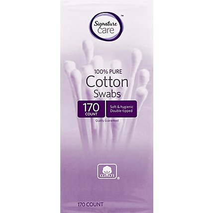 Signature Care Cotton Swabs 100% Pure Double Tipped - 170 Count - Image 2