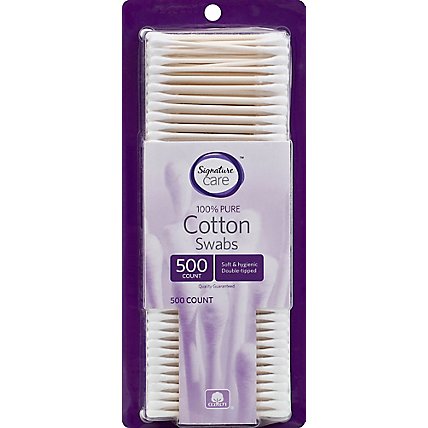 Signature Care Cotton Swabs 100% Pure Double Tipped - 500 Count - Image 2