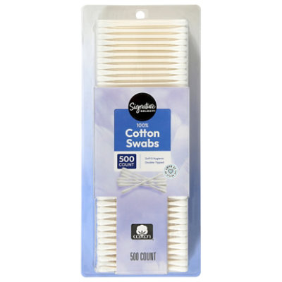 Signature Care Cotton Swabs 100% Pure Double Tipped - 500 Count