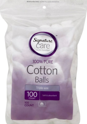 Signature Select/Care Cotton Balls 100% Pure Soft & Absorbent Triple Size - 100 Count - Image 2