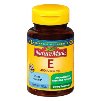 Nature Made Dietary Supplement Softgels Vitamin E 400 IU dl-Alpha - 100 Count