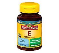 Nature Made Dietary Supplement Softgels Vitamin E 400 IU dl-Alpha - 100 Count