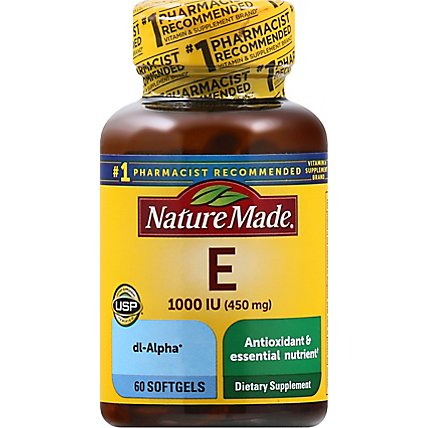 Nature Made Dietary Supplement Softgels Vitamin E 1000 IU dl-Alpha - 60 Count - Image 2