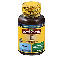 Nature Made Dietary Supplement Softgels Vitamin E 1000 IU dl-Alpha - 60 Count
