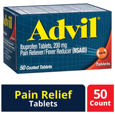 Advil Pain Reliever Fever Reducer 200mg Ibuprofen Coated Tablets - 50 Count - Image 1