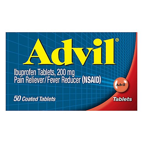 Advil Pain Reliever Fever Reducer 200mg Ibuprofen Coated Tablets - 50 Count