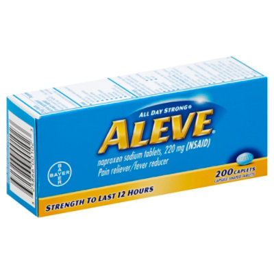  Aleve Naproxen Sodium Tablets 220mg Pain Reliever Fever Reducer - 200 Count 