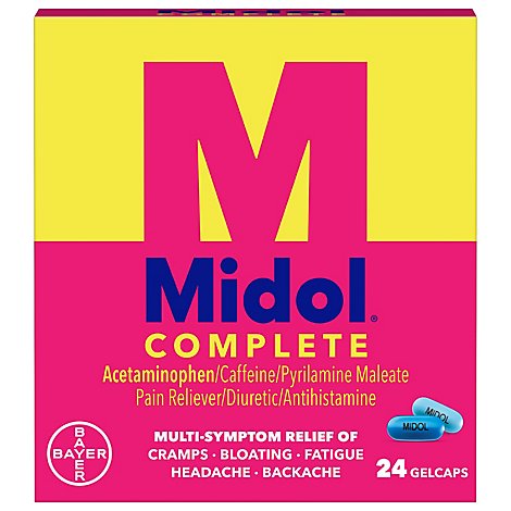 Midol Complete Pain Reliever Maximum Strength Gelcaps - 24 Count