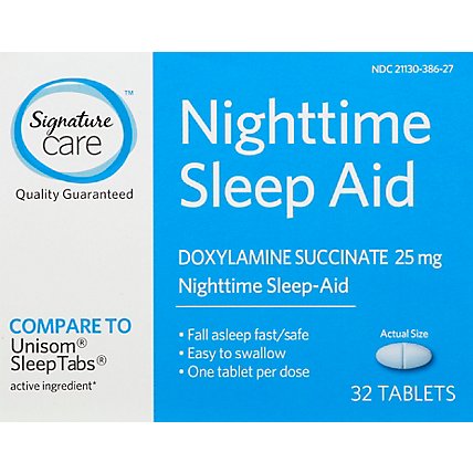 Signature Care Nighttime Sleep Aid Doxylamine Succinate 25mg Tablet - 32 Count - Image 2