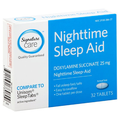 Signature Select/Care Nighttime Sleep Aid Doxylamine Succinate 25mg Tablet - 32 Count - Image 1