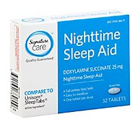 Signature Care Nighttime Sleep Aid Doxylamine Succinate 25mg Tablet - 32 Count