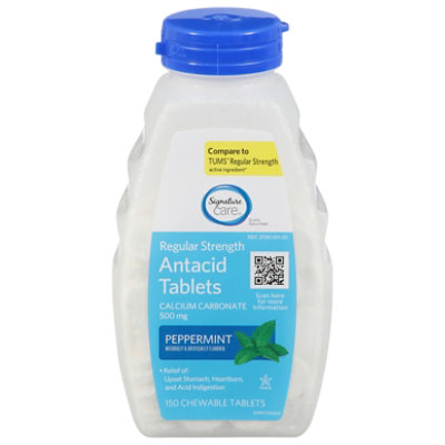 Signature Select/Care Antacid Relief Regular Strength Peppermint Chewable Tablet - 150 Count - Image 1