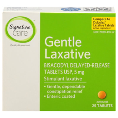 Signature Select/Care Gentle Overnight Laxative Bisacodyl USP 5mg Tablet - 25 Count - Image 1