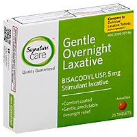 Signature Care Gentle Overnight Laxative Bisacodyl USP 5mg Tablet - 25 Count - Image 1