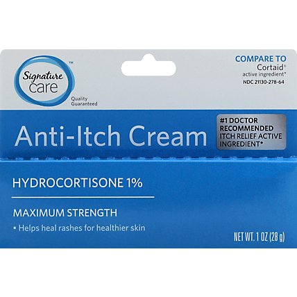 Signature Care Anti Itch Cream Hydrocortisone 1% Maximum Strength - 1 Oz - Image 2