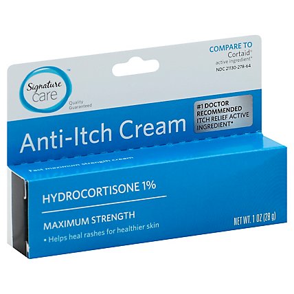 Signature Care Anti Itch Cream Hydrocortisone 1% Maximum Strength - 1 Oz - Image 1