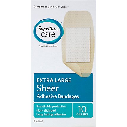 Signature Care Adhesive Bandages Sheer Extra Large One Size - 10 Count - Image 2