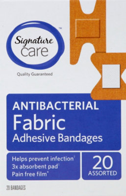 Signature Select/Care Adhesive Bandages Fabric Antibacterial Assorted - 20 count - Image 2