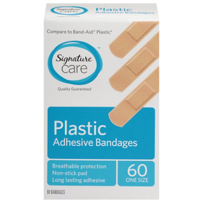 Signature Care Adhesive Bandages Plastic One Size - 60 Count